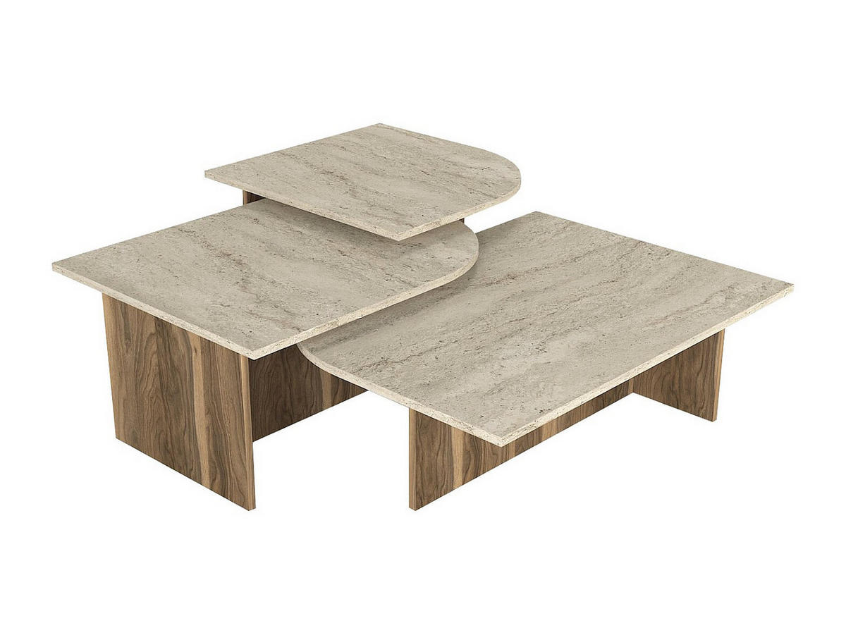 COUCHTISCH Set - 95cm x 70cm - Holzspan - beige - OMELINA - Beige, Holz (70/95/44.6cm) - Vente-Unique