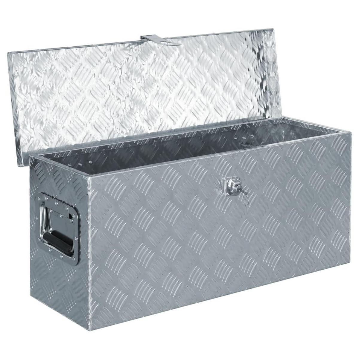 ALUMINIUMBOX mit Deckel Metallkiste 76,5x26,5x33 cm Silber - Silberfarben, Metall (76.5/33/26.5cm) - DELUKE