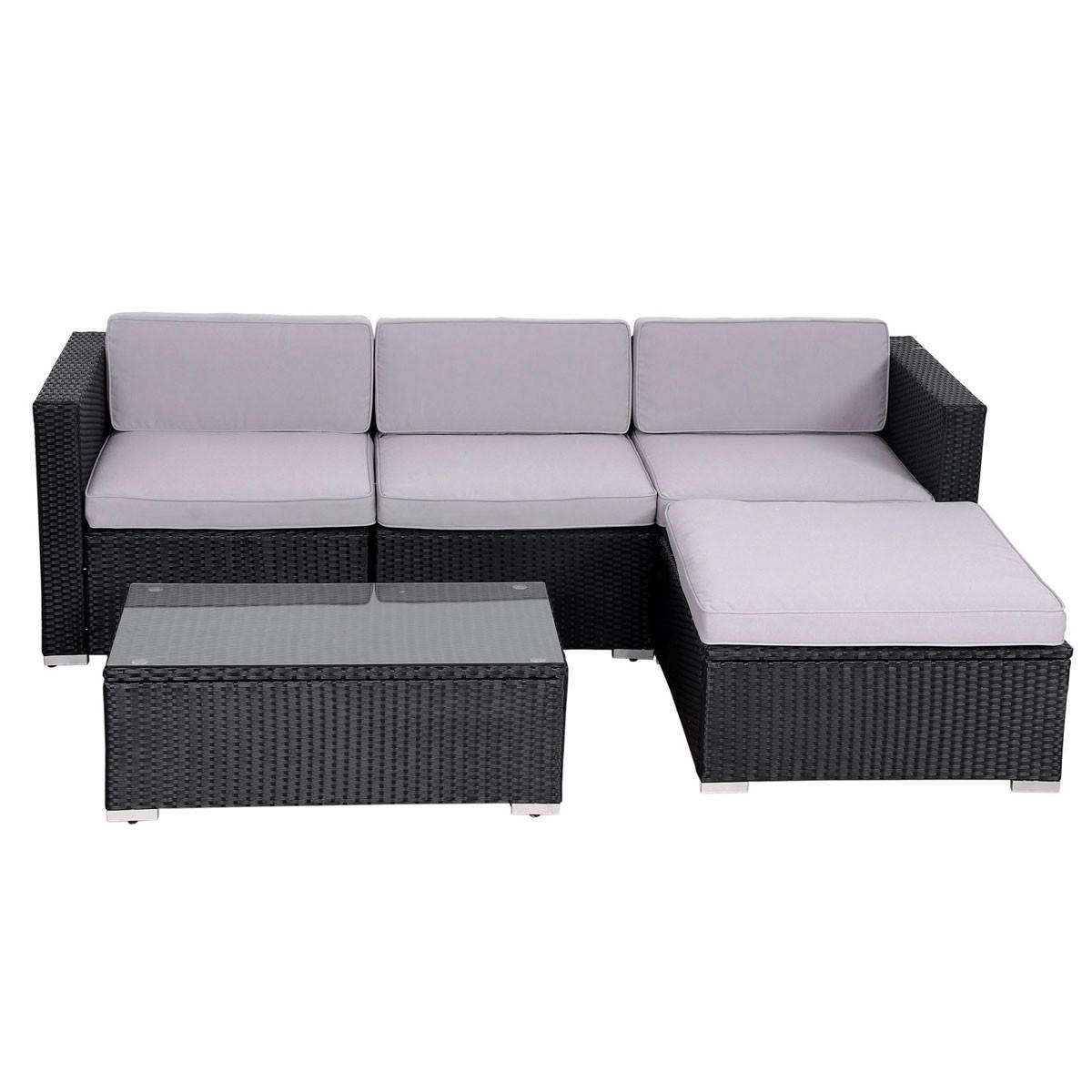 GARTENLOUNGE Polyrattan - Schwarz, Kunststoff - SVITA