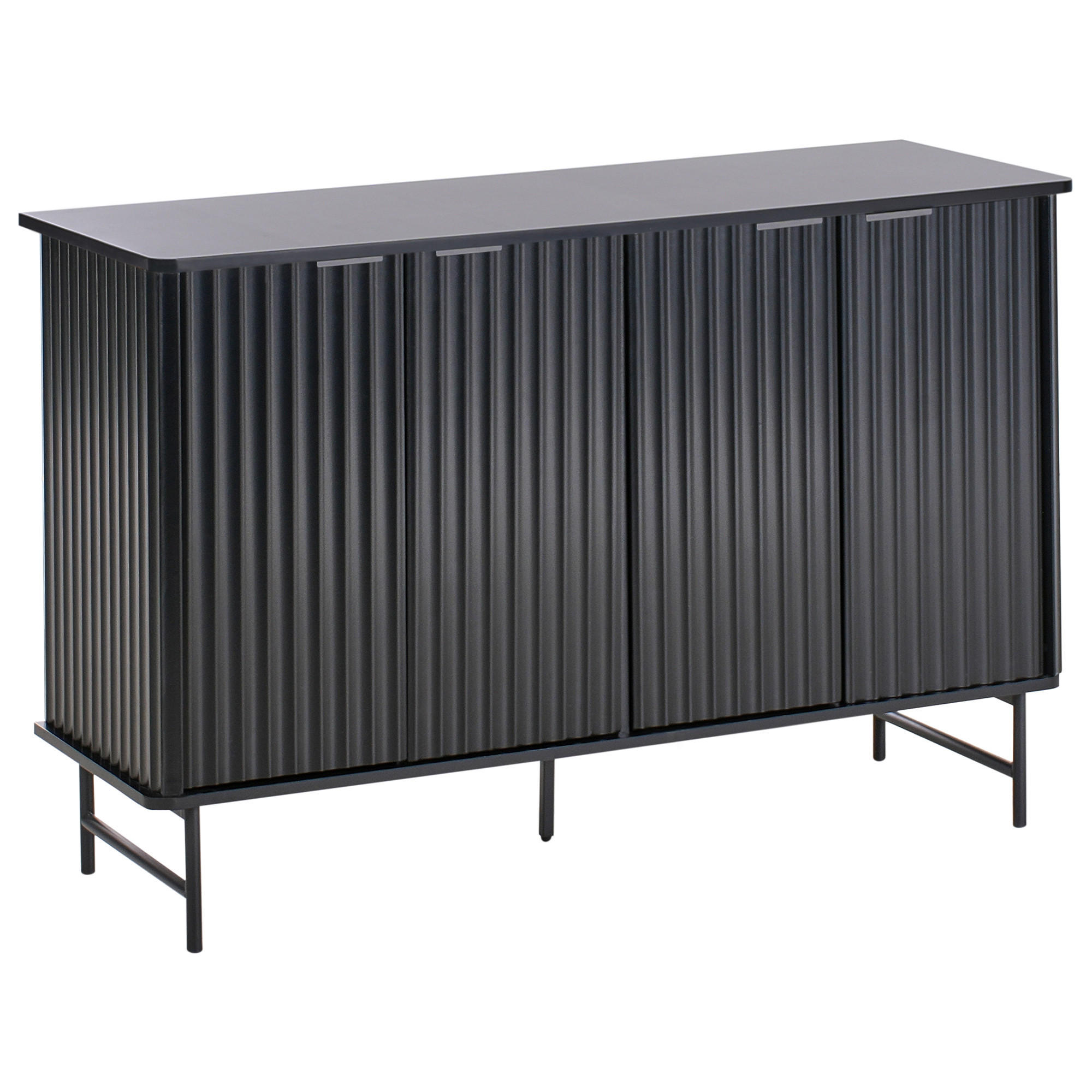 SCHRANK Schwarz Glastonbury - Schwarz, Holzwerkstoff/Metall (120/80/40cm) - Beliani
