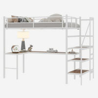 HOCHBETT 90/190 cm aus Eisen mit L-förmigem Schreibtisch und Treppe Weiß - Weiß, Metall (90/190cm) - Modenvie