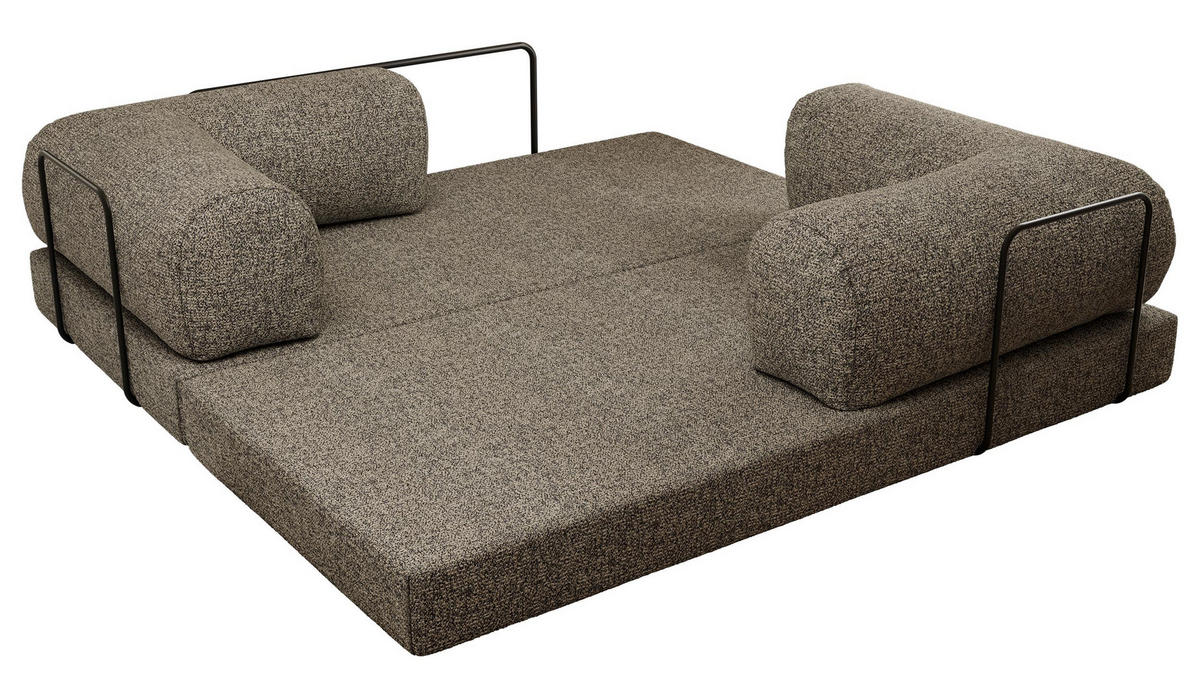 TROJMIESTNA POHOVKA ORSETTO - Sivá Štruktúrovaná látka - čierna/sivá, kov/textil (200/70/100cm) - MKS
