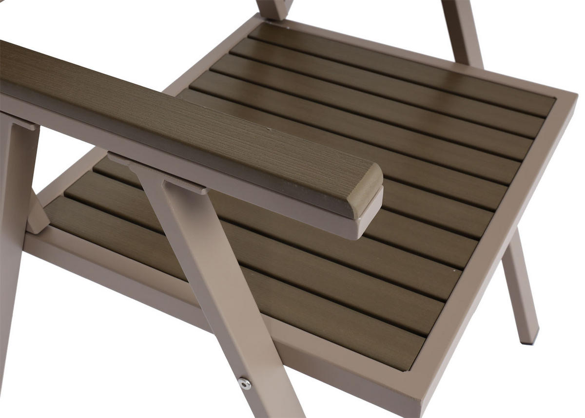 GARTENSTUHL 2er-Set HxBxT 87x57x53cm Sitzhöhe 43cm Outdoor-Beschichtung Aluminium Holzoptik Gestell Champagner Grau - Grau, Kunststoff (57/87/53cm) - PROREGAL