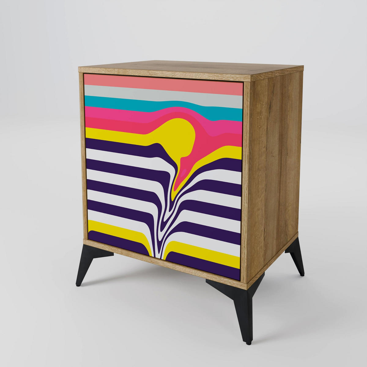 SIDEBOARD TONE COLLAPSE, Eichefarben, 57,5x42x75,5 cm, Goldfarbene Metallfüße - Eichefarben/Goldfarben, Holzwerkstoff/Metall (57.5/75.5/42cm) - SpaceRebels