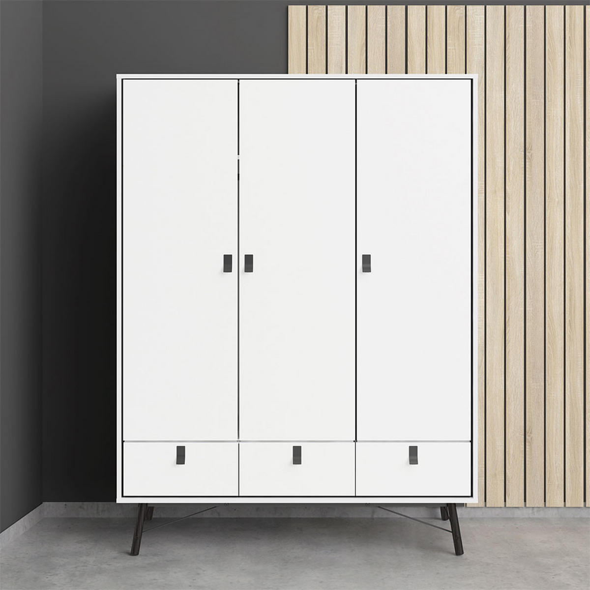 KLEIDERSCHRANK Rye Weiß 150/60/200 cm - Weiß, Holzwerkstoff/Metall (150/200/60cm) - ebuy24