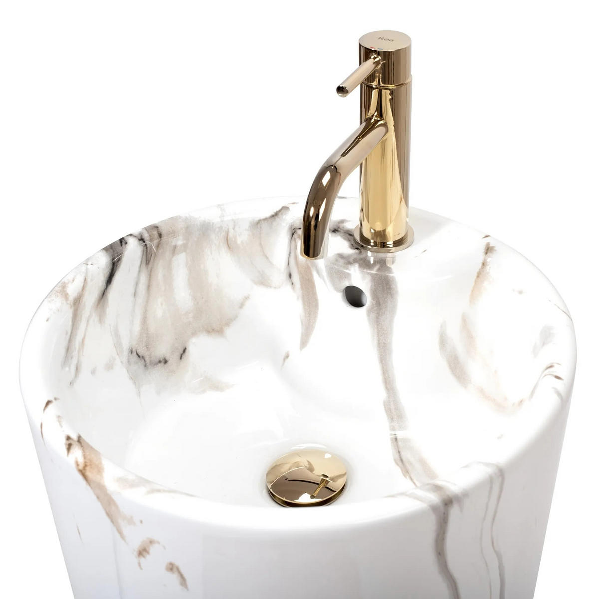 STANDWASCHBECKEN Rea Blanka Marble - Weiß, Keramik (40/85/40cm) - REA