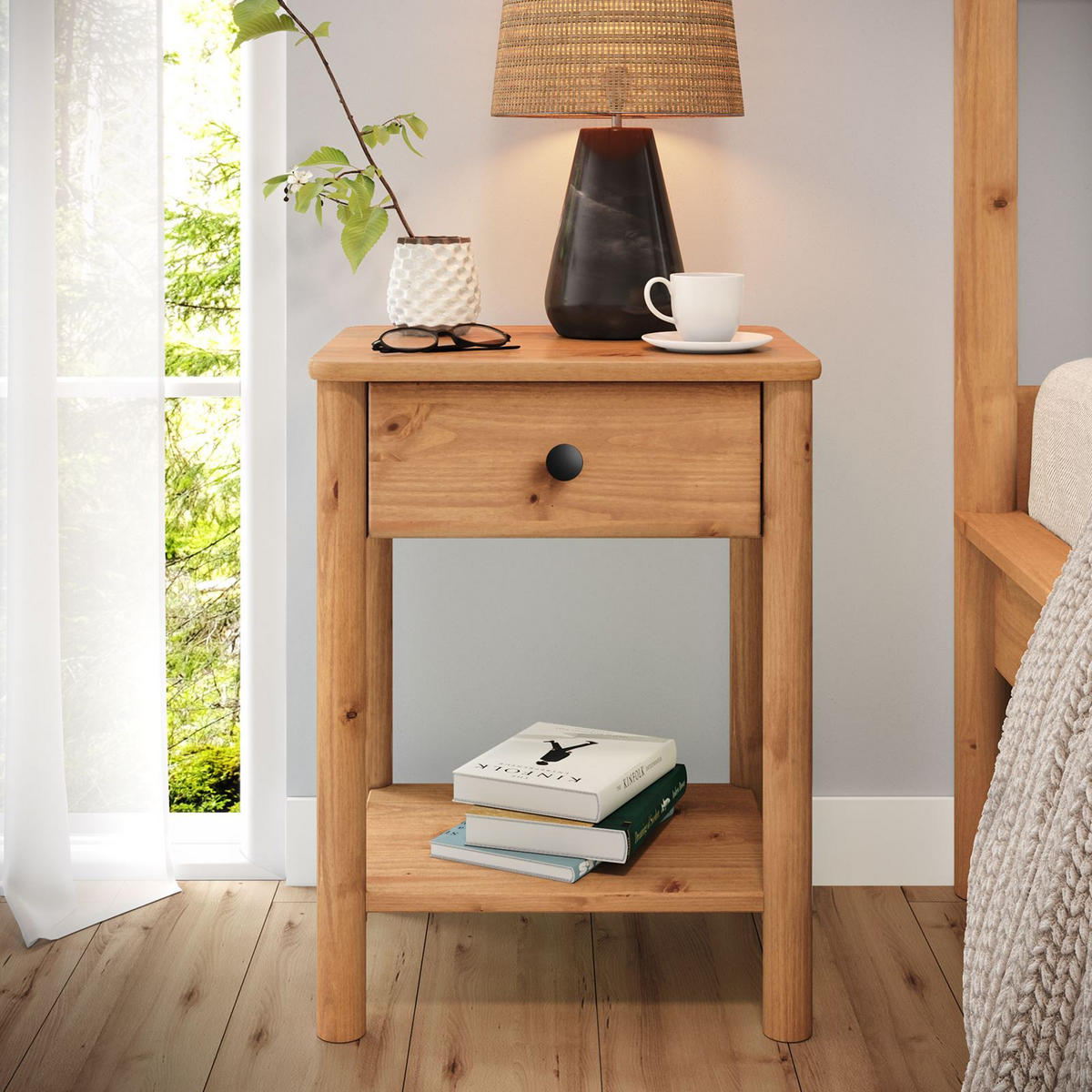NACHTTISCH APOANA Eiche - Eichefarben, Holz (45/55/35cm) - IDIMEX
