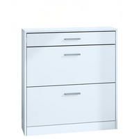 SCHUHSCHRANK Roma Schmal mit 2 Klappen und 1 Schublade, Platzsparender Schuhkipper, Weiß matt (89 x 95,5 x 23 cm) - Weiß, Holzwerkstoff (89/95.5/23cm) - InnoFurn