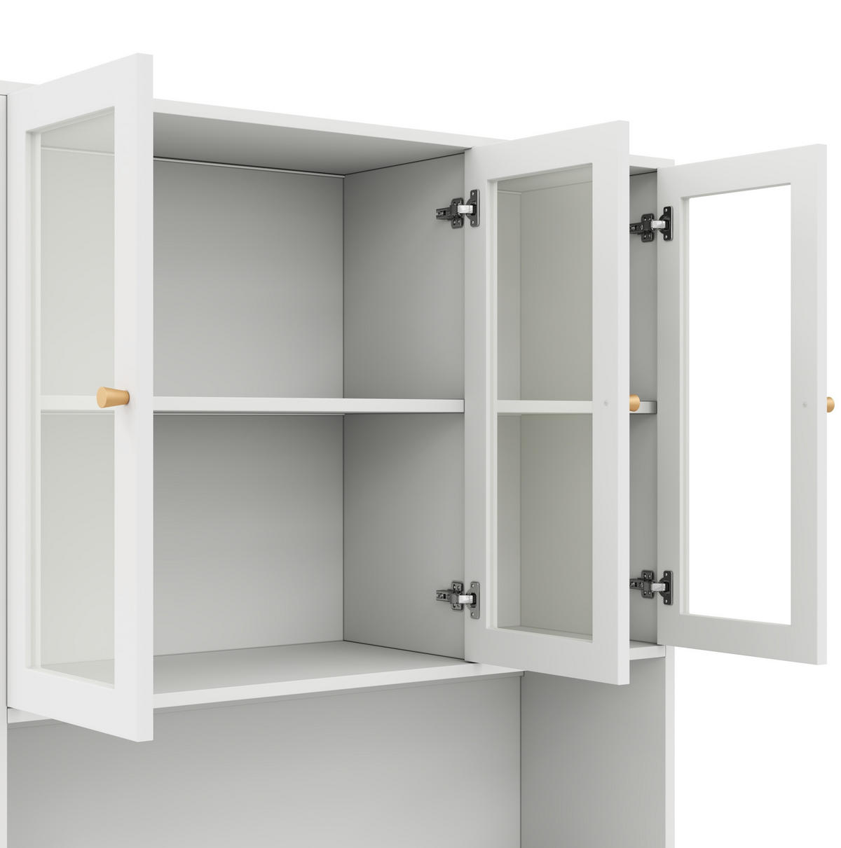 BÜCHERSCHRANK mit Glasvitrine & LED 100 x 35 x 200 cm Weiß - Weiß, Holzwerkstoff (35/200/100cm) - Beauniv