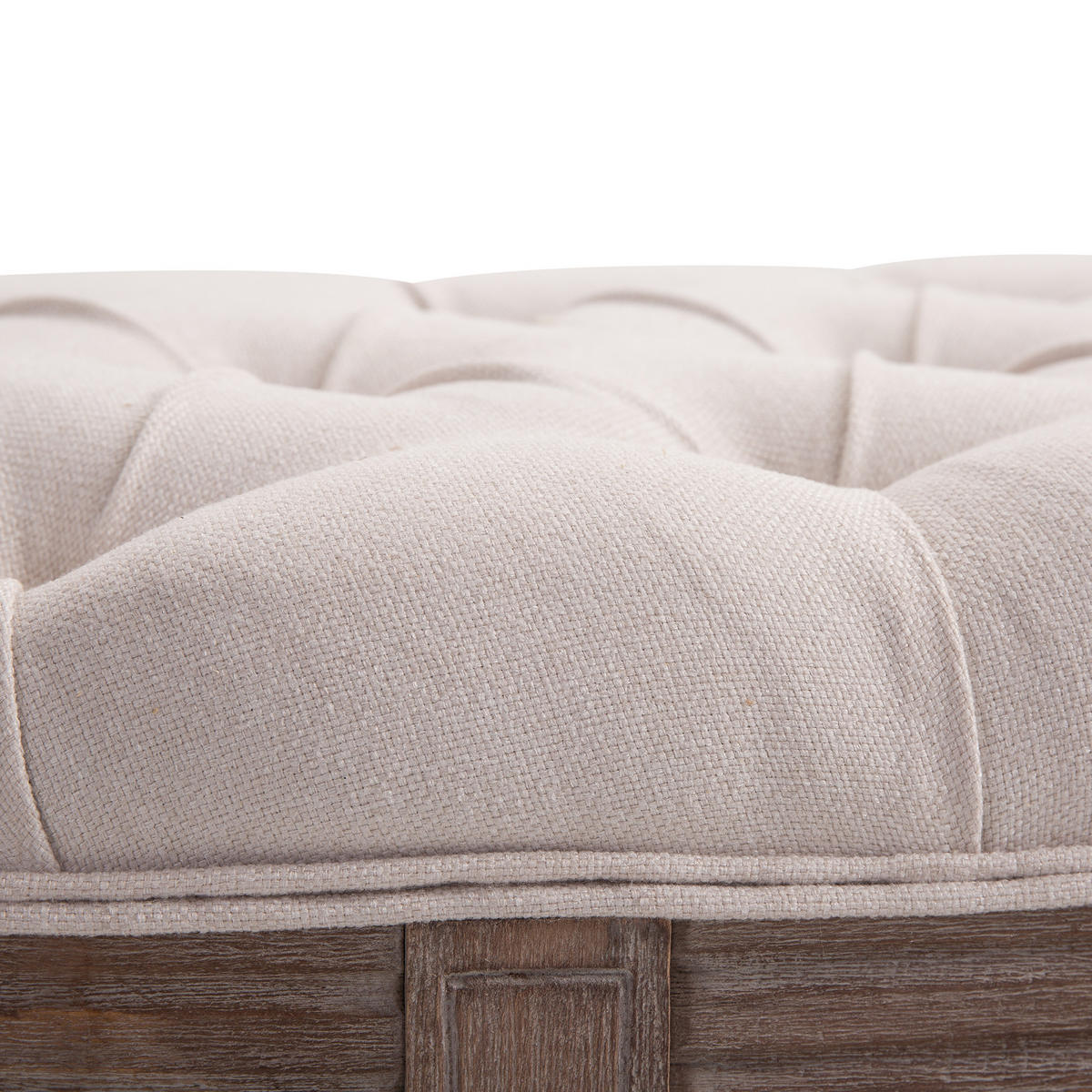 POLSTERBANK mit Knöpfen, Leinen + Holz, beige, 140,5 x 51 x 48 cm - Beige, Kunststoff (51/48/1405cm) - HOMCOM