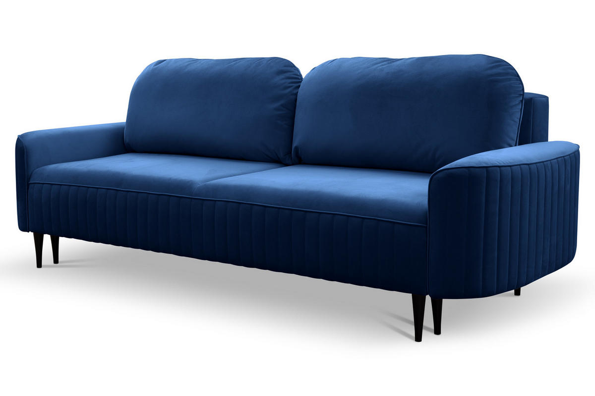 BETTSOFA FILO Blau Velours-Stoff mit Schlaffunktion - Blau, Holz (244/92/102cm) - MASSENO