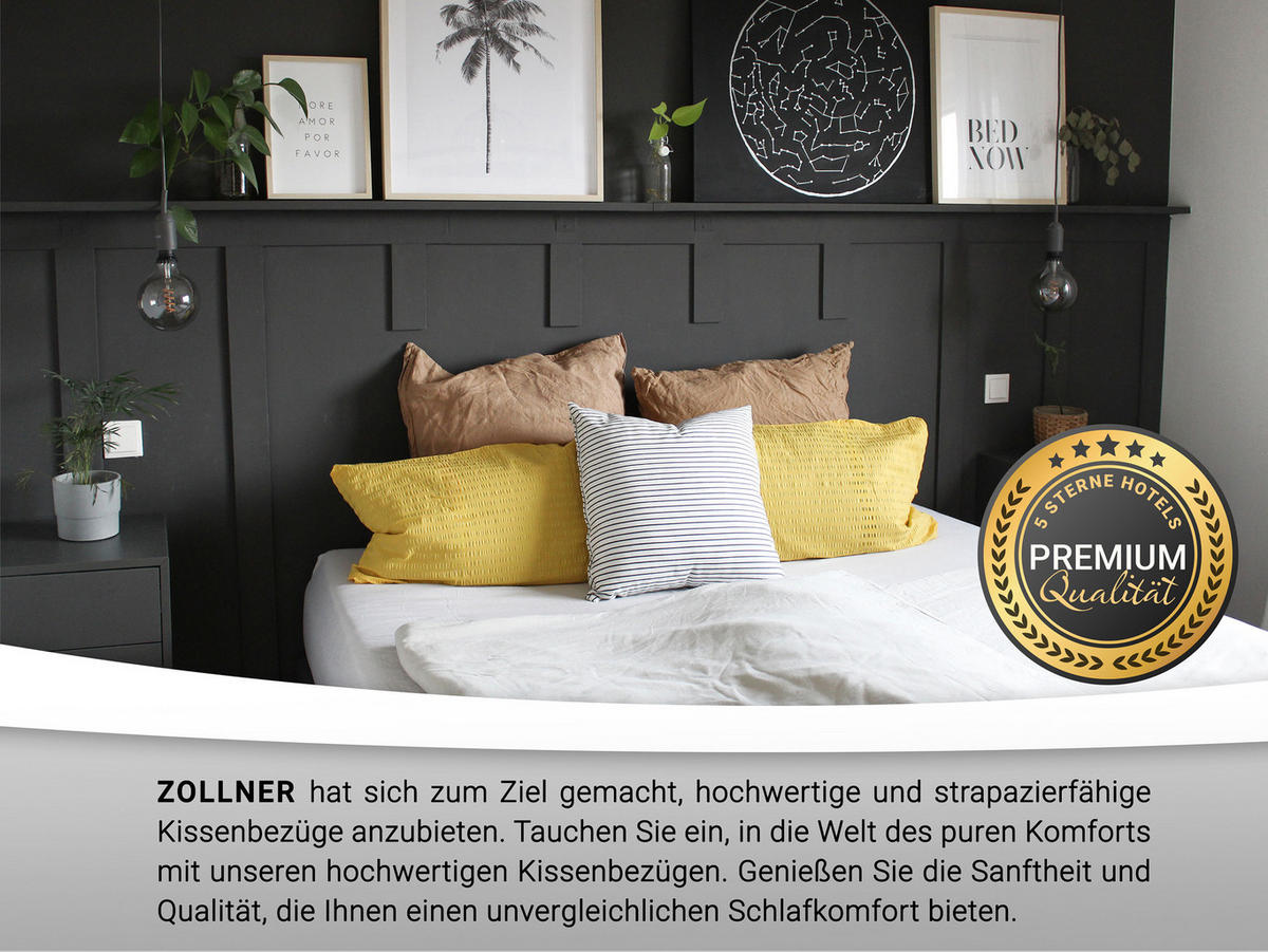 KISSENBEZUG, 2er-Set, 40x80 cm, 100% Baumwolle, Gelb - Goldfarben, Textil (40/80cm) - Zollner