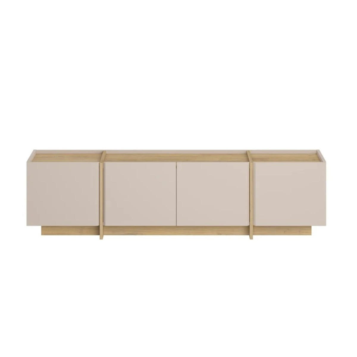 TV-MÖBEL mit 4 Türen in Kaschmir- und Eiche-dekor 180/35/46 cm - Beige, Holzwerkstoff (35/46/34cm) - Calicosy