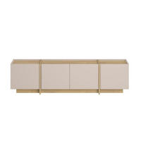 TV-MÖBEL mit 4 Türen in Kaschmir- und Eiche-dekor 180/35/46 cm - Beige, Holzwerkstoff (35/46/34cm) - Calicosy
