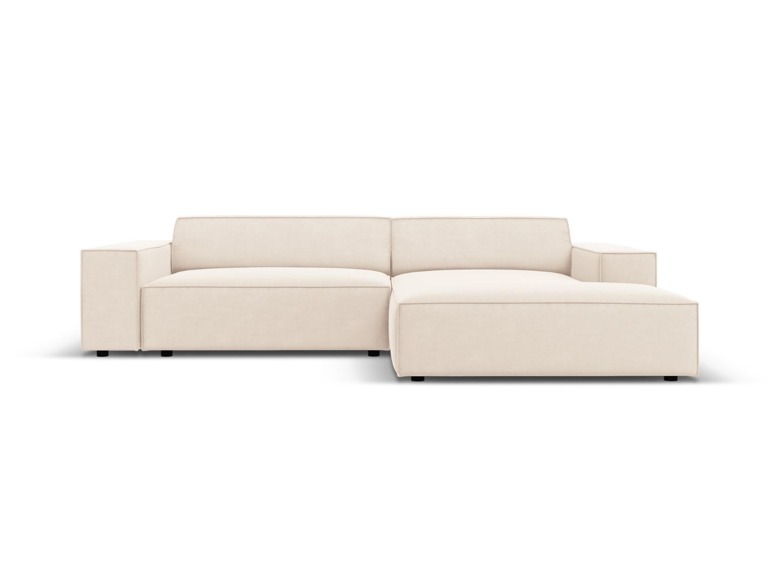 MODULARES-ECKSOFA rechts Jodie aus Samt leichtes beige 3 Sitzplätze - Beige, Textil (166/224cm) - Micadoni