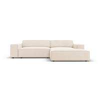 MODULARES-ECKSOFA rechts Jodie aus Samt leichtes beige 3 Sitzplätze - Beige, Textil (166/224cm) - Micadoni