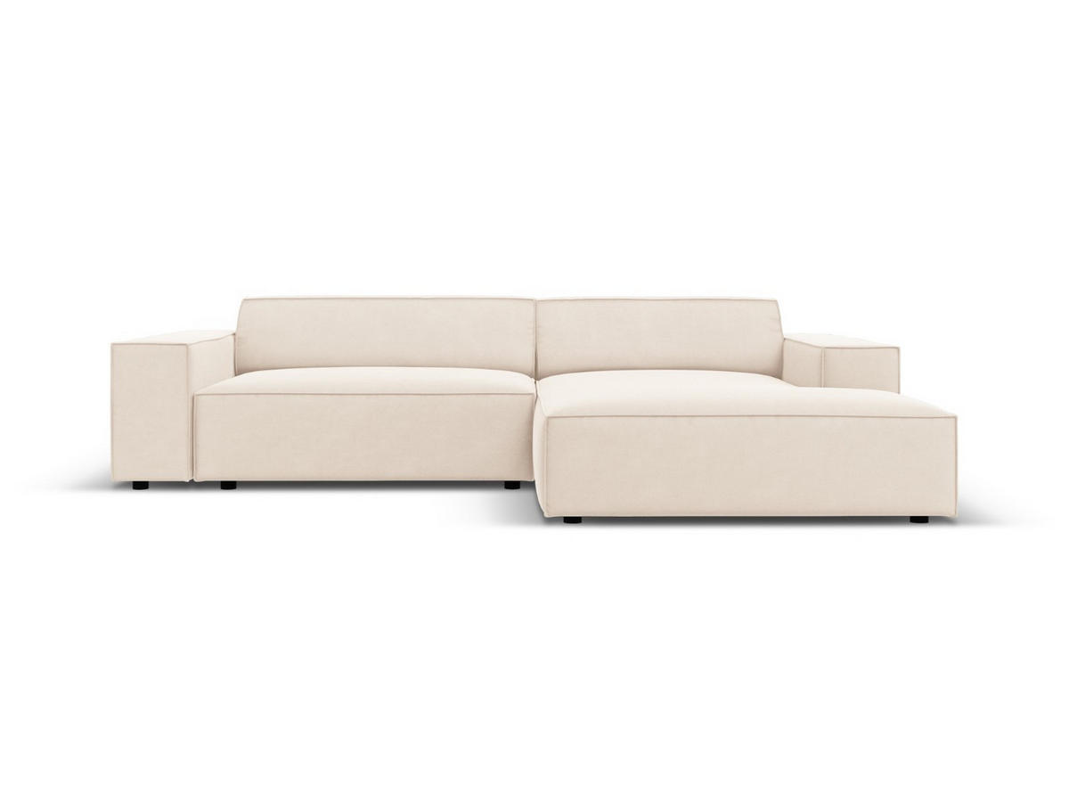 MODULARES-ECKSOFA rechts Jodie aus Samt leichtes beige 3 Sitzplätze - Beige, Textil (166/224cm) - Micadoni