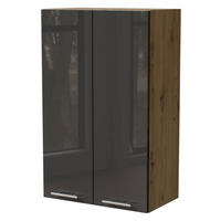 KÜCHENHÄNGESCHRANK Essen W4/60 Graphit Hochglanz / Eiche Artisan Matt 60 / 32,5 / 96cm - Graphitfarben/Eiche Artisan, Holz/Holzwerkstoff (60/96/32.5cm) - Feldmann-Wohnen