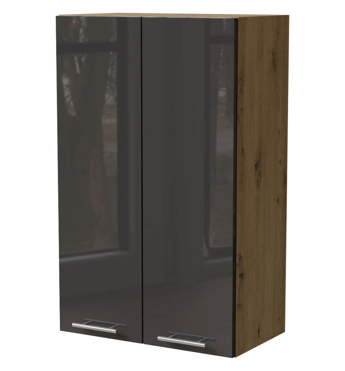 KÜCHENHÄNGESCHRANK Essen W4/60 Graphit Hochglanz / Eiche Artisan Matt 60 / 32,5 / 96cm - Graphitfarben/Eiche Artisan, Holz/Holzwerkstoff (60/96/32.5cm) - Feldmann-Wohnen