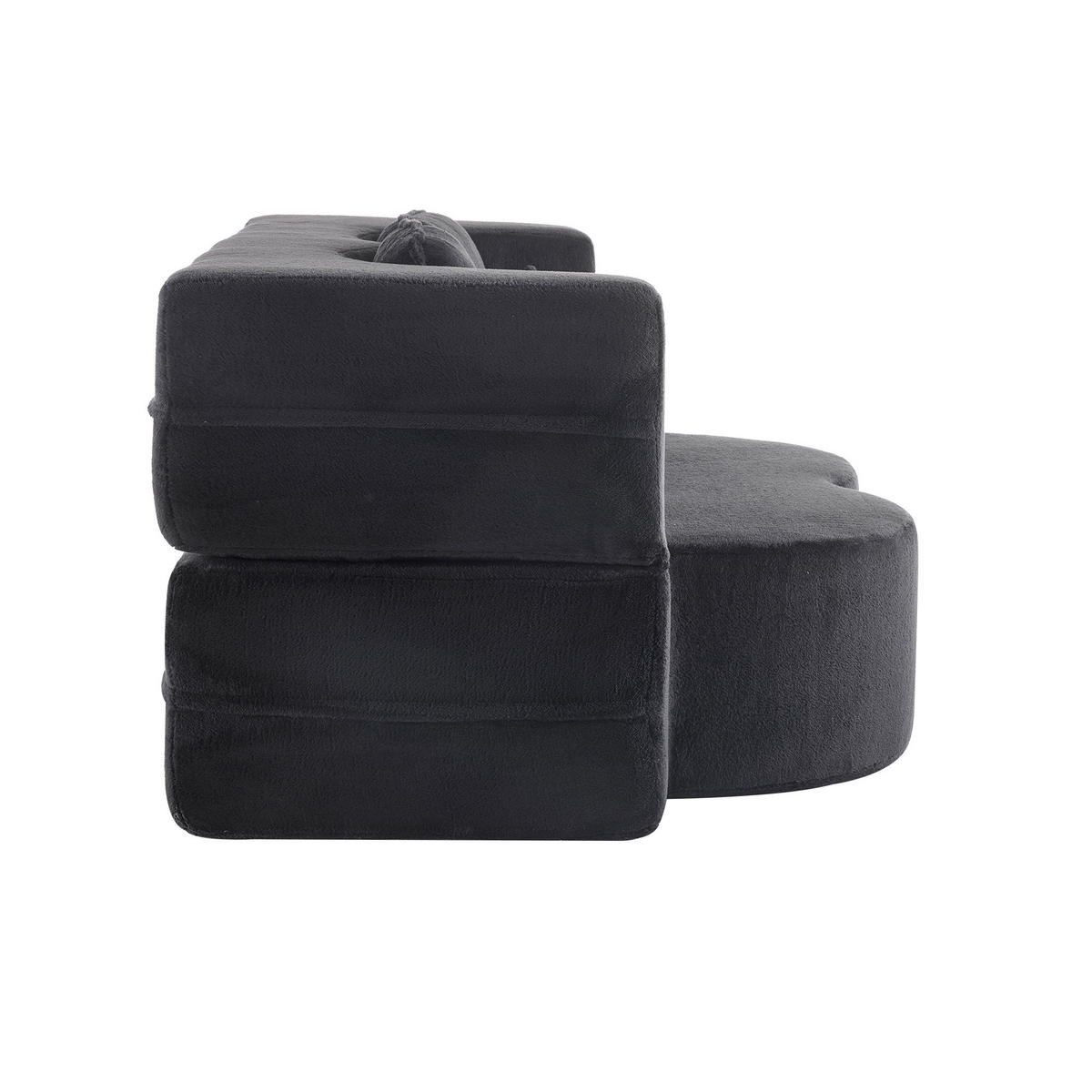 2-SITZER SCHLAFSOFA Flanell Schwarz mit 4 Kissen - Schwarz, Textil (198/76/120cm) - WISHDOR