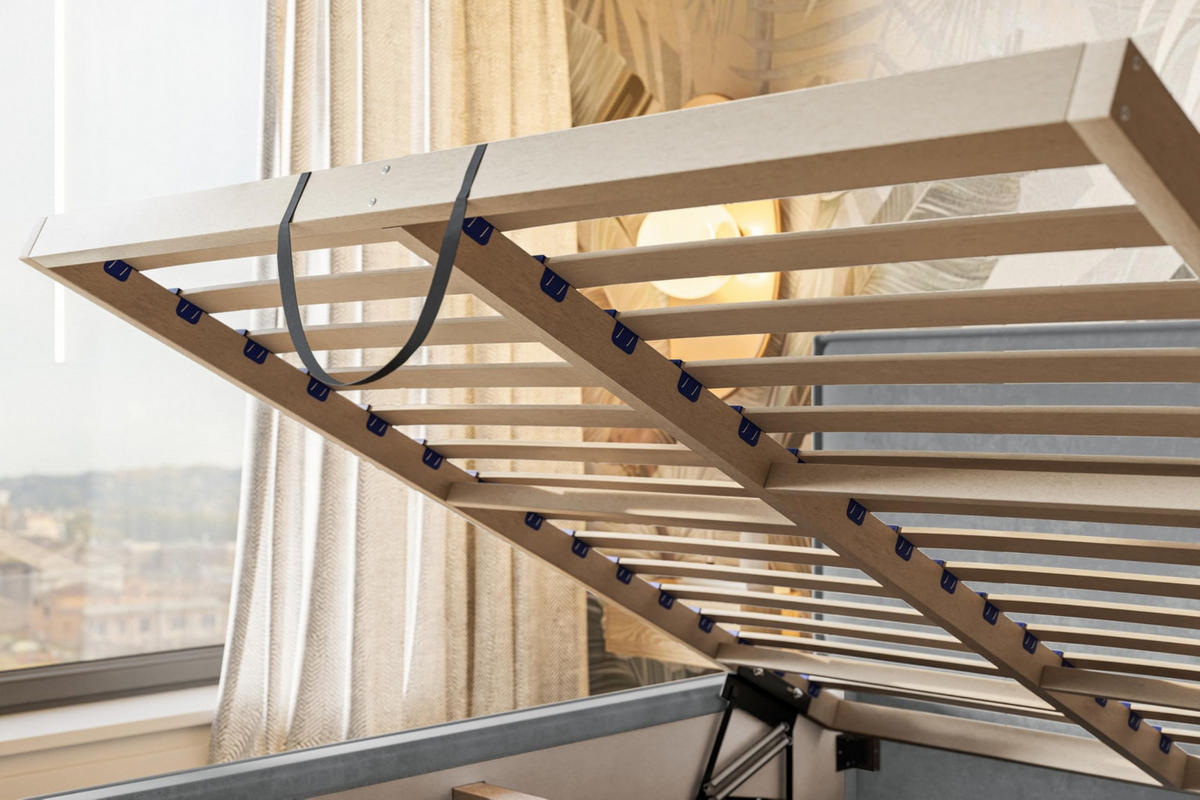 BETT 120x200 - Polsterbett mit Bettkasten und Holzrahmen - Modern Betten - Hochwertiger Poso-Stoff - Kollektion Milano - Grau - Dunkelgrau, Holz/Textil (120/200cm) - Alpi-Möbel