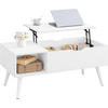 COUCHTISCH höhenverstellbar(47-53 cm), mit Stauraum, Weiß - Weiß, Holzwerkstoff/Metall (50/100/43cm) - Woltu