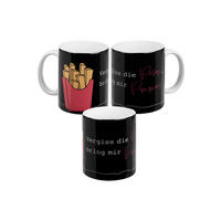 KAFFEEBECHER Vergiss die Rosen, bring mir Pommes Schwarz 320 ml - Schwarz, Keramik (0.32L) - United Labels