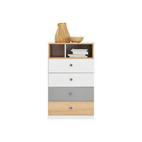 KINDERKOMMODE POKO 10 60/100/40 cm in Biskuiteiche / Weiß Lux / Grau - Eichefarben/Weiß, Holzwerkstoff (60/100/40cm) - Deine Möbel 24