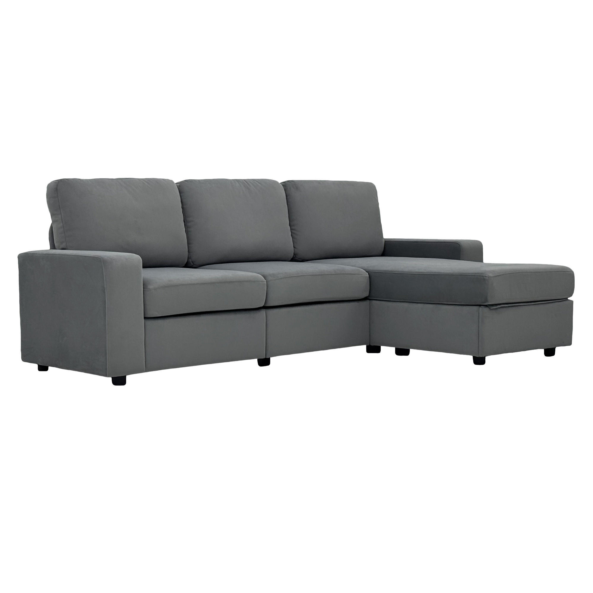 ECKSOFA Polyester Grau mit Stauraum - Grau, Holzwerkstoff/Textil (245.5/150.5cm) - WISHDOR