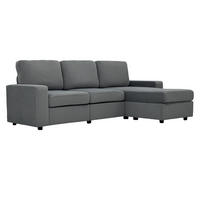 ECKSOFA Polyester Grau mit Stauraum - Grau, Holzwerkstoff/Textil (245.5/150.5cm) - WISHDOR