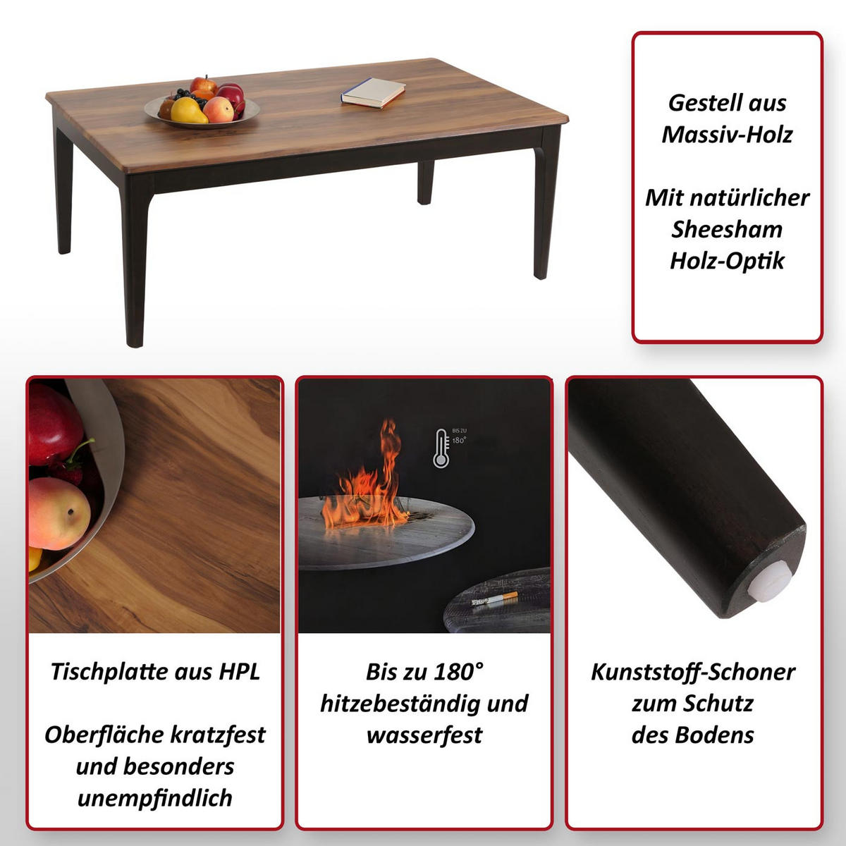 COUCHTISCH rechteck Braun - Braun, Holz (70/120/46cm) - MCW