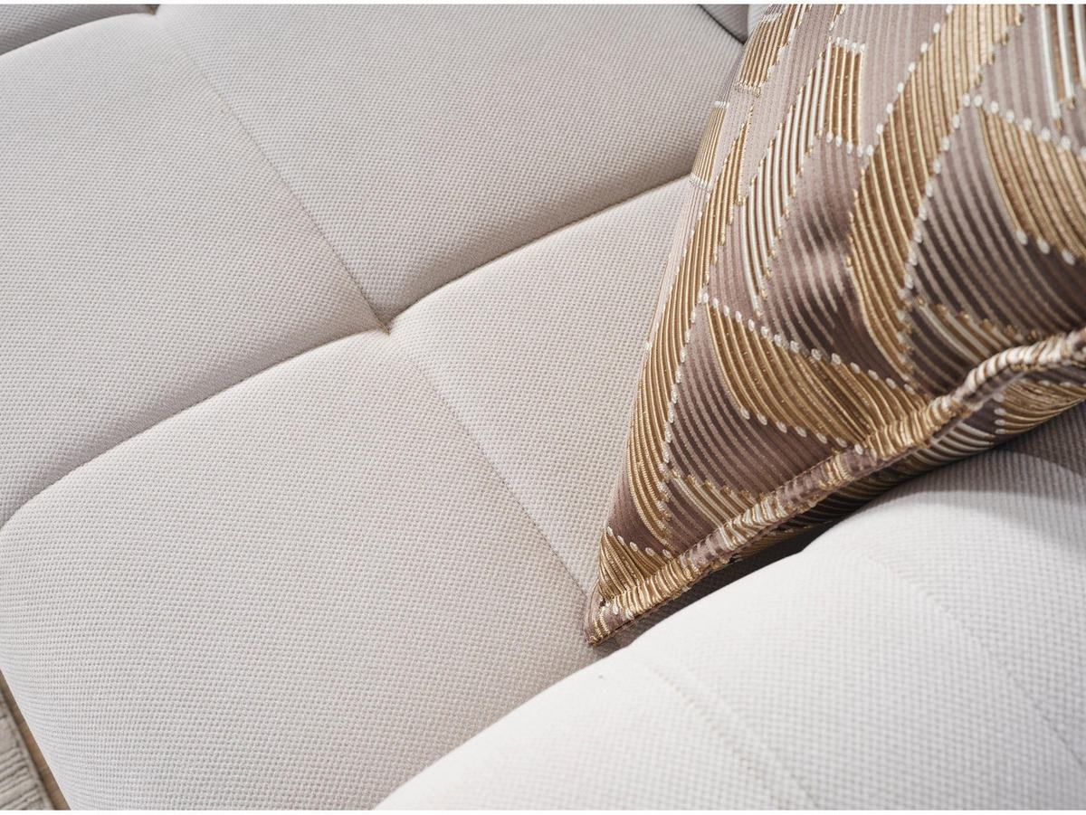 ECKSCHLAFSOFA Multan Creme - Langer Schenkel Links - Creme, Holzwerkstoff/Metall (310/245cm)