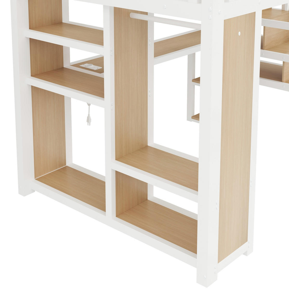 HOCHBETT 140/200 cm in Weiß mit Schreibtisch, Ablageflächen, Treppe und Stauraum aus Metall - Weiß, Metall (140/200cm) - STILVORA