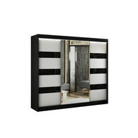 KLEIDERSCHRANK mit Spiegel und Schiebetüren LOSTE - 250 cm Schwarz|Schwarz - Schwarz, Holzwerkstoff (250/215/61cm) - ALTDECOR
