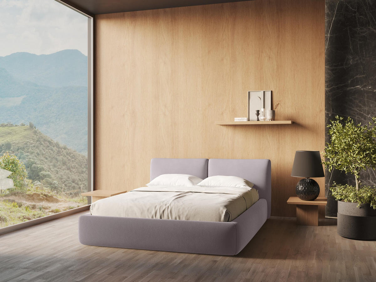 POLSTERBETT mit Bettkasten und Lattenrost 180x228 Violett - Lila/Flieder, Kunststoff/Textil (160/200cm) - Makamii