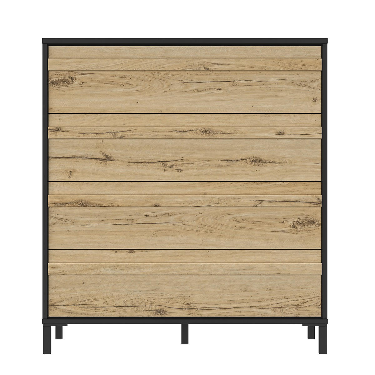 KOMMODE 4 Schubladen MIMIZAN - Französische Herstellung - 94/45/104 cm - Eichefarben, Holzwerkstoff (45/104/94cm) - Calicosy