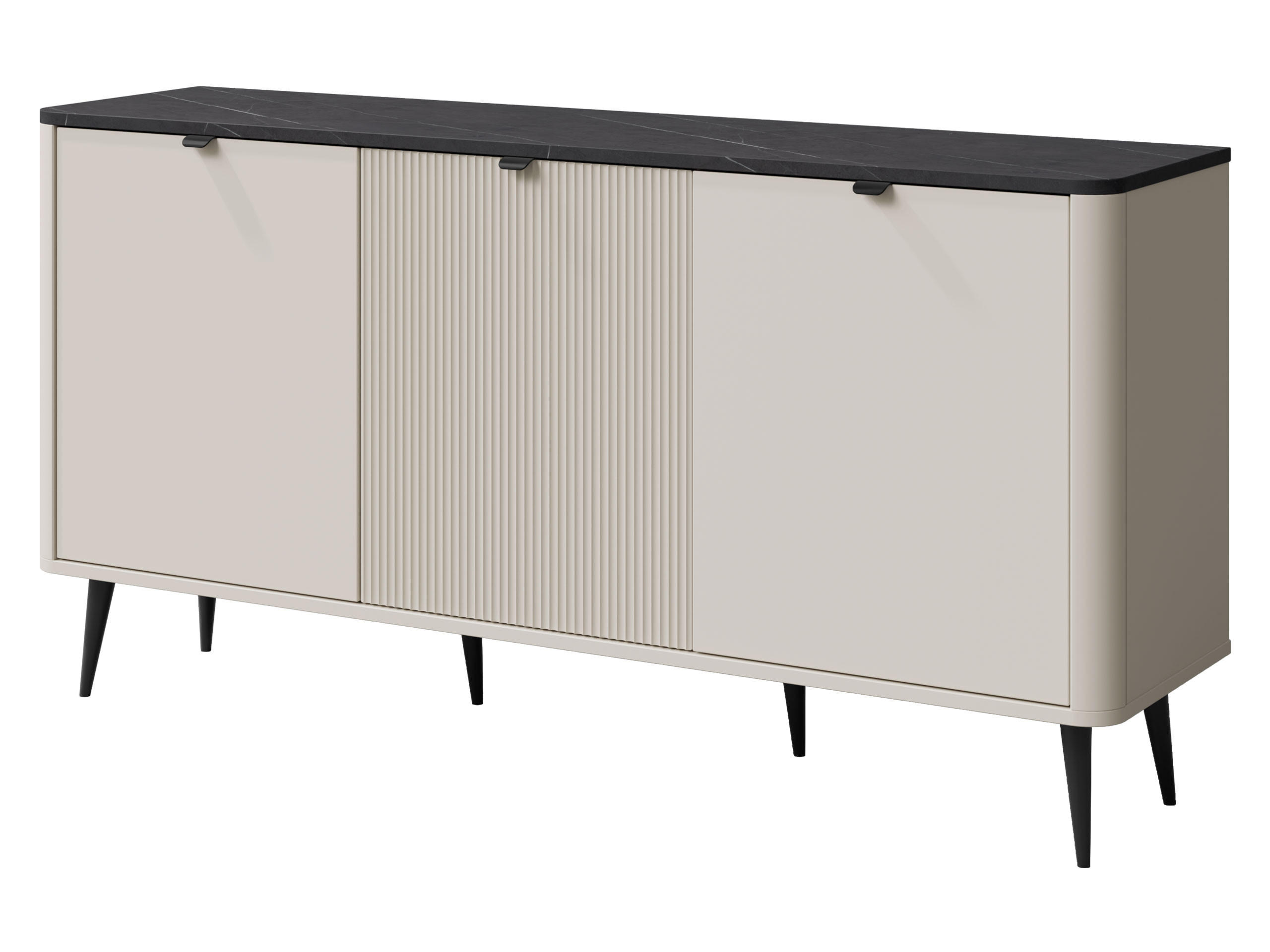 SIDEBOARD Marly 3D RE08 - Kaschmir/Schwarz, Holzwerkstoff/Metall (160/82/40cm) - MIRJAN24
