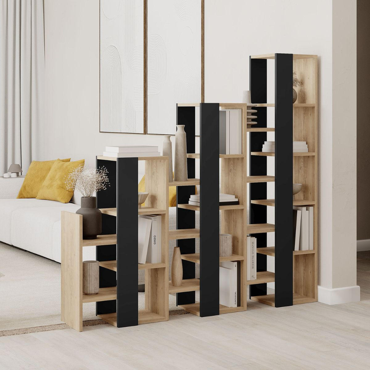 REGAL Trenner Anissa - H151 cm - Eiche Artisan/Grau, Holzwerkstoff (29/151/158cm) - Calicosy
