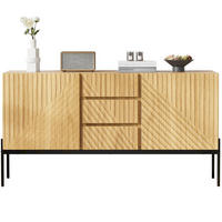 SIDEBOARD mit 2 Türen und 3 Schubladen, Natur, Metallbeine, 140/40/75 cm, Natur - Naturfarben, Holzwerkstoff (140/75/40cm) - Redom