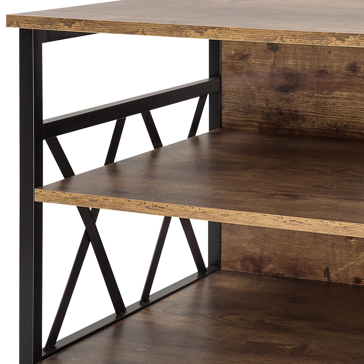 TV-MÖBEL Dunkelbraun, Schwarz CARLISLE 51/120/57 cm - Dunkelbraun, Holzwerkstoff (120/57/51cm) - Beliani