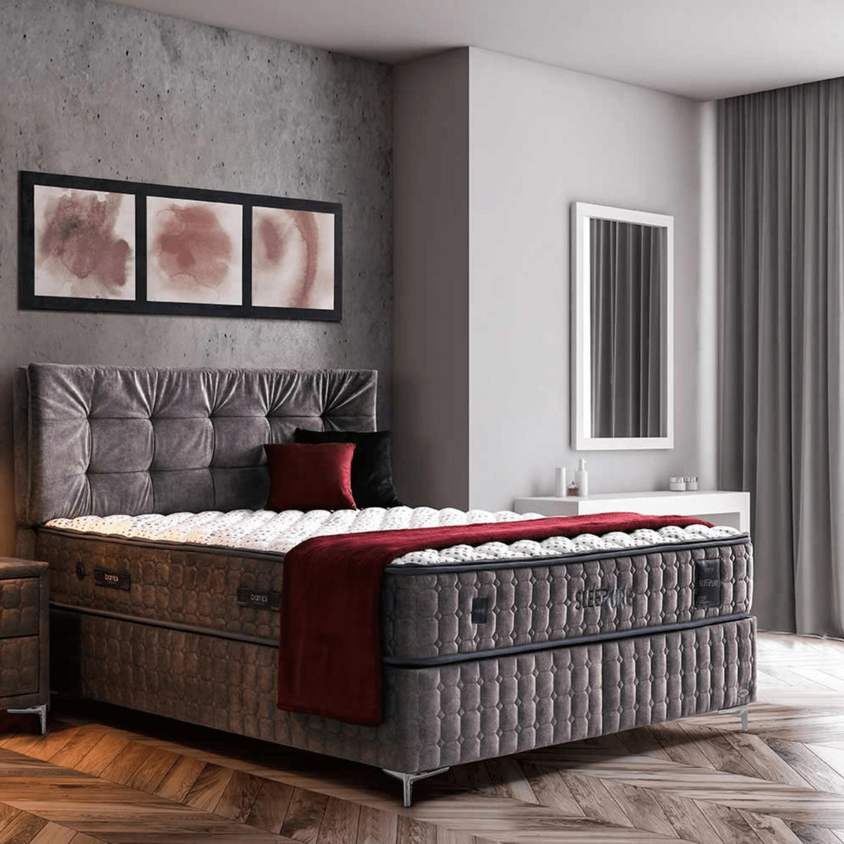 BOXBETT Sleepure Set 180x200 - Grau, Holz/Metall (180/200cm) - Bambi