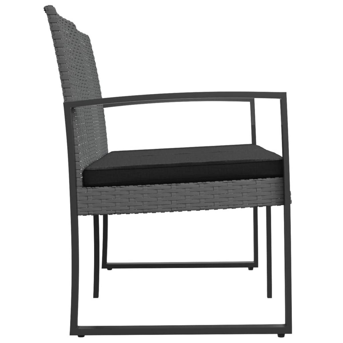 GARTENBANK 2-Sitzer mit Kissen Dunkelgrau PP-Rattan - Grau, Kunststoff (103.5/77.5/57cm) - furnicato