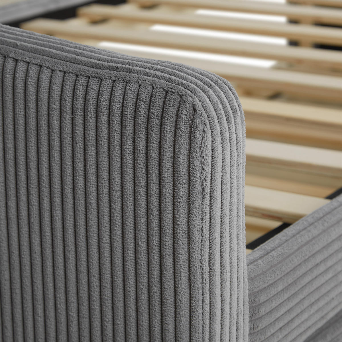 AUSZIEHBETT Cord 90/200 cm Grau 2 Liegeflächen - Grau, Textil (90/200cm) - Homestyle4u