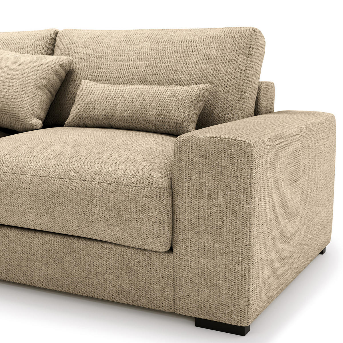 ECKSOFA mit Longchair - Beige/Schwarz, Kunststoff/Textil (340/205cm) - home24