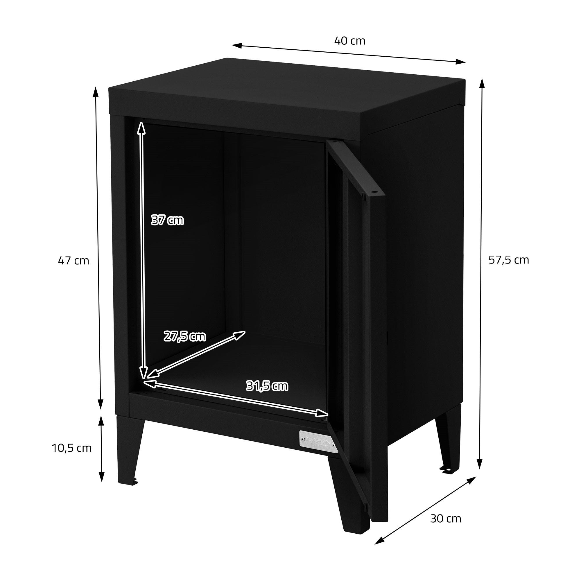 AKTENSCHRANK - Schwarz, Metall (30/57.5/40cm) - ML-DESIGN