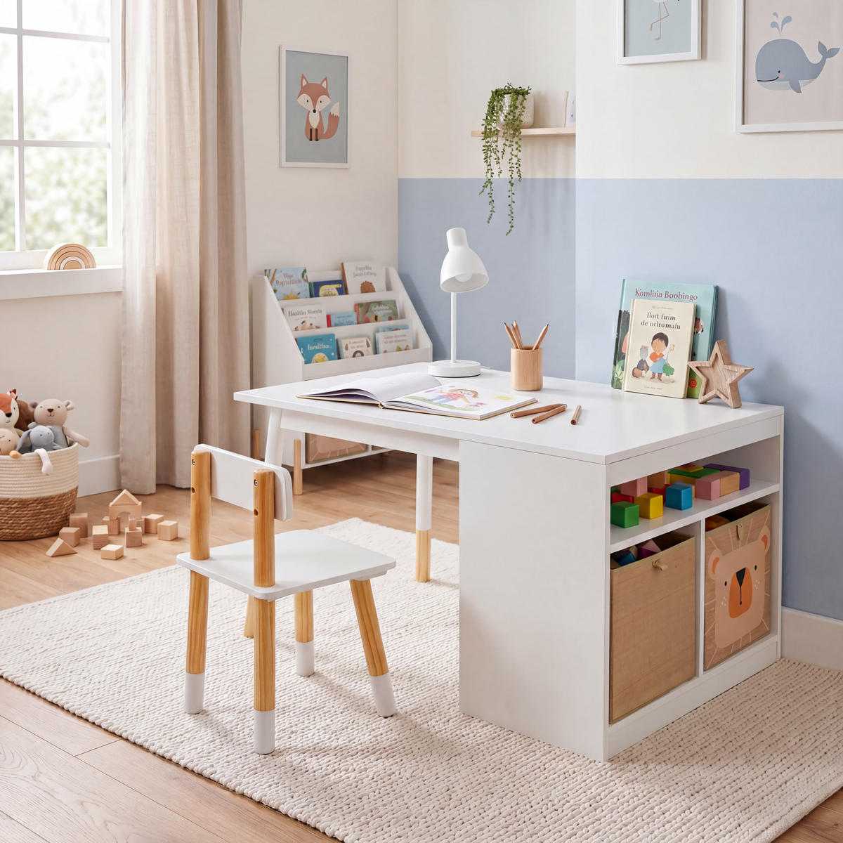 KINDERTISCH UND STÜHLE Weiß 90/60/53 2er-Set - Weiß, Holz (90/53/60cm) - Mobili Rebecca