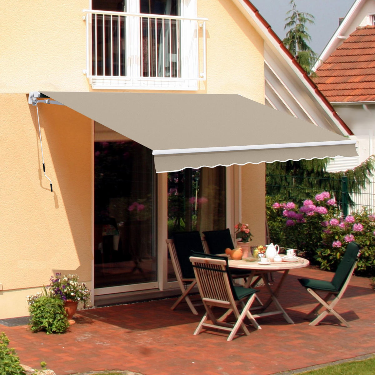 MARKISE Alu-Markise Gelenkarmmarkise Markise 3,95 m Sonnenschutz Balkon Beige - Beige, Metall (300/160/395cm) - Outsunny