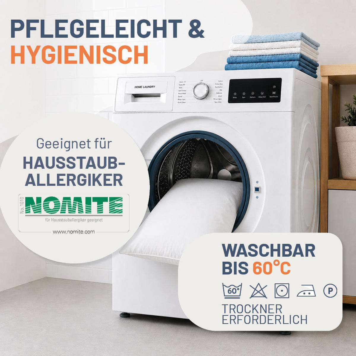 KOPFKISSEN 80x80 cm weich & stützend, 3-Kammer Daunenkissen 100% Daunen (Außen) - Weiß, Textil (80/80cm) - casimum