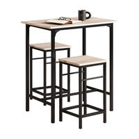 BARTISCH + 2 x BARHOCKER - Naturfarben, Holzwerkstoff (80/88/50cm) - SoBuy
