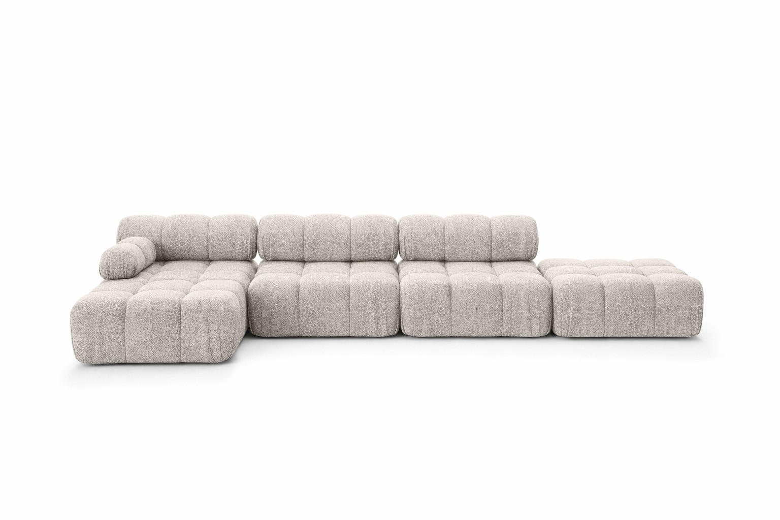 ECKSOFA L-Form XL, Stoff Bouclé Abriamo, Beige, Links, Selia L XL - Beige, Holz (380/160cm) - Kaiser Möbel